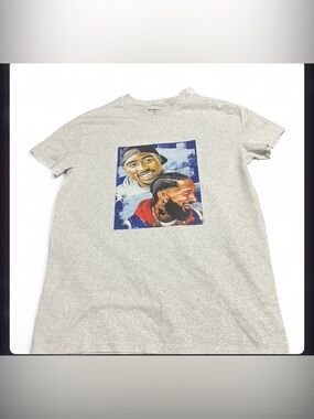 Tupac and Nipsey Hussle grey cotton t-shirt #rapper #hiphop Size M